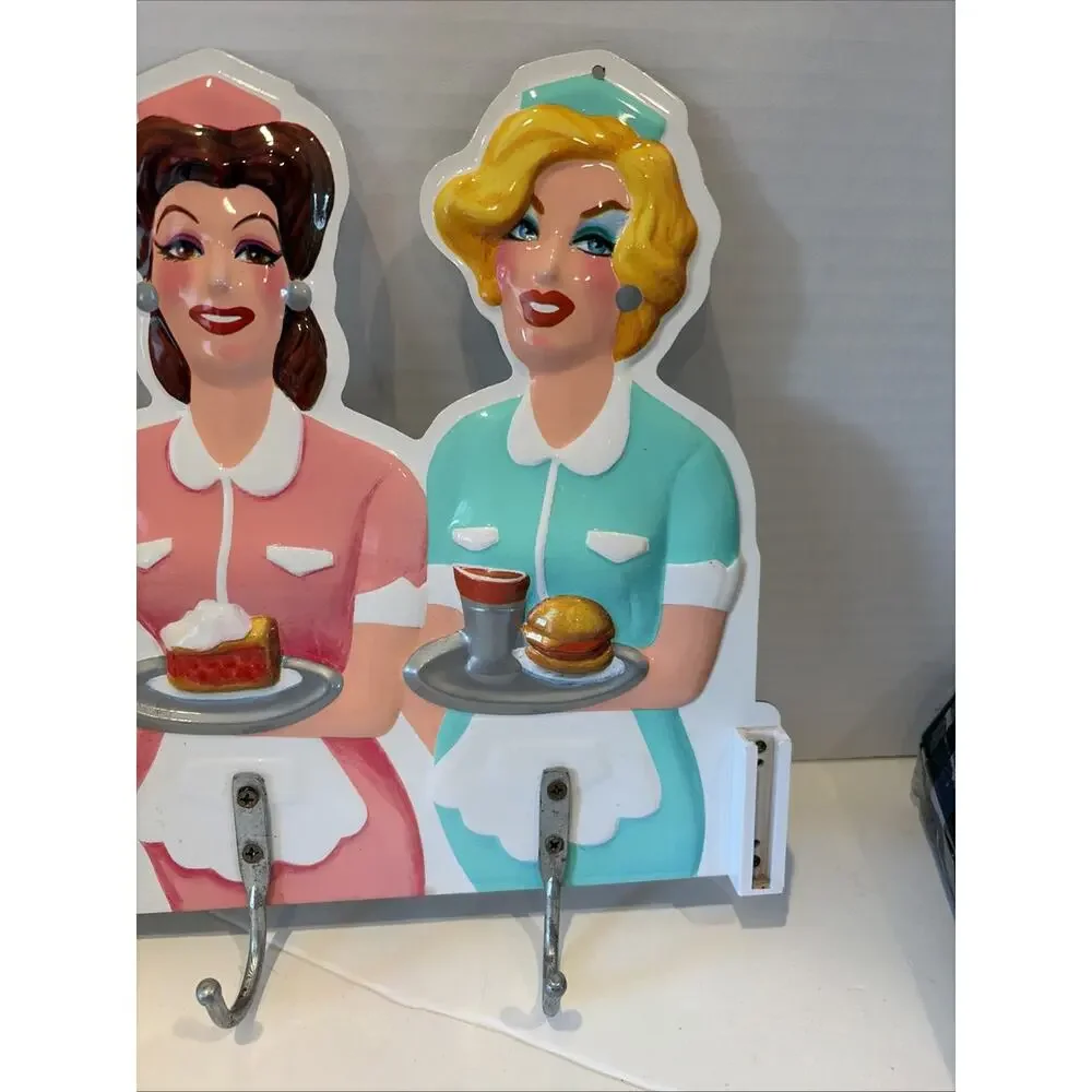 Rare STELLA'S DINER HANDY HOOKS 50'S WAITRESS CARHOP DIE-CUT 1988 ( Modified )